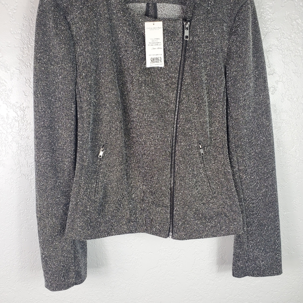 Runway Style Gray Edgy Plus-Size Bomber Jacket - Picture 7 of 14